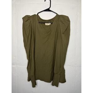 Nation LTD Loren Olive Green Long Sleeve Tee Size Large Anthropolgie Pima Cotton